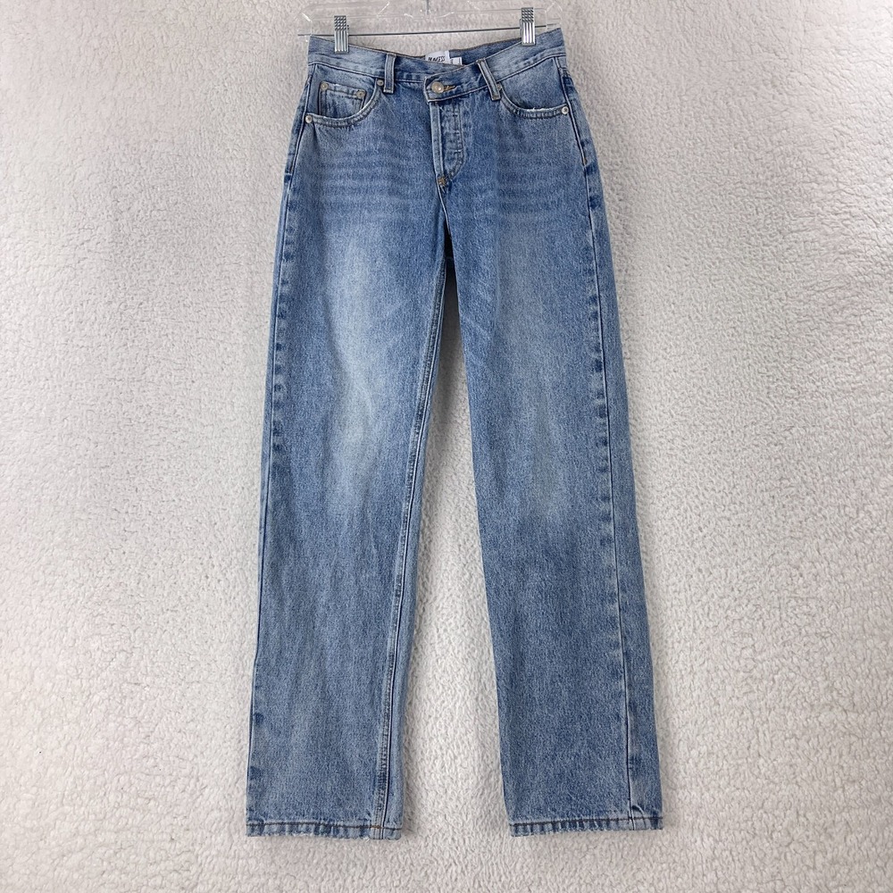 Princess Polly Blue Denim Wide Leg Jeans Womens Mid Rise Casual Loose Size 2‎